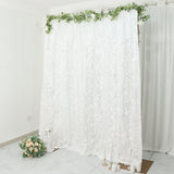 8ftx8ft White 3D Leaf Petal Taffeta Fabric Event Curtain Drapery