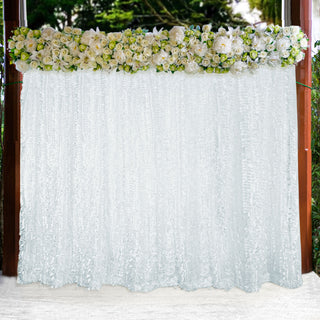 8ftx8ft White 3D Leaf Petal Taffeta Fabric Curtain