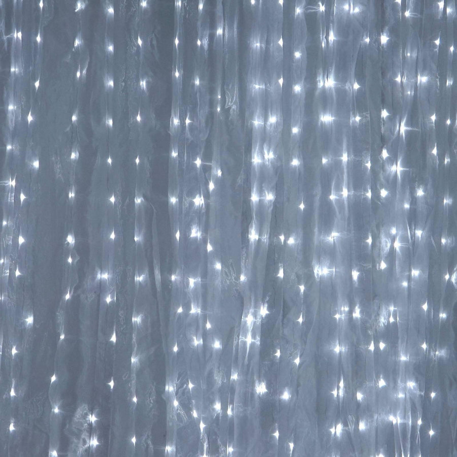 20ftx10ft White Sheer Organza w/Cool LED Lights Decorative Curtain Panel