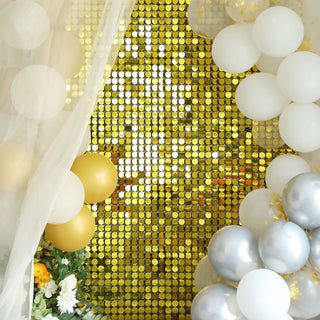 Add a Touch of Luxury with Shiny Gold Round Sequin Backdrop