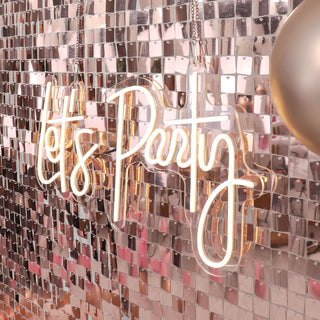 Add a Touch of Luxury with the Rose Gold Square Sequin Shimmer Wall