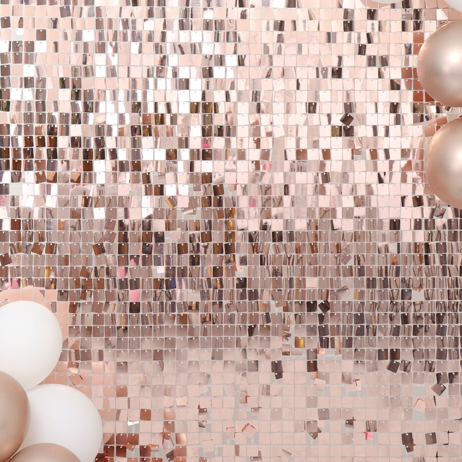10sq.ft Shiny Blush Rose Gold Square Sequin Shimmer Wall Party Photo Backdrop