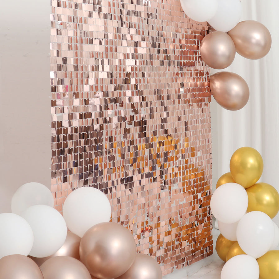 10sq.ft Shiny Blush Rose Gold Square Sequin Shimmer Wall Party Photo Backdrop