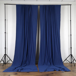 Navy Blue Scuba Polyester Curtain Panel - Flame Resistant Backdrops