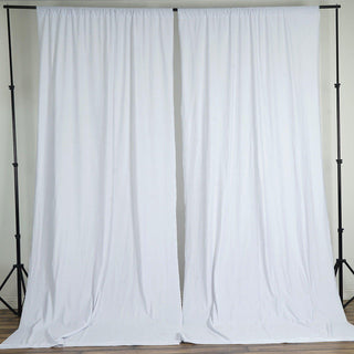 2 Pack White Scuba Polyester Curtain Panel - Flame Resistant Backdrops for Elegant Event Decor