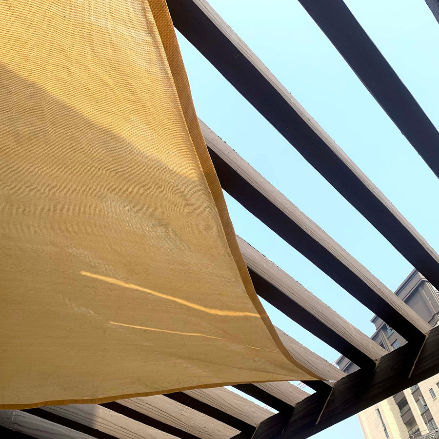 8ftx10ft Tan UV Block Sun Shade Sail, Hanging Outdoor Patio Canopy