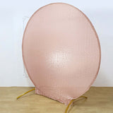 7.5ft Metallic Blush Rose Gold Sequin Round Wedding Arch Cover, Shiny Photo Backdrop Stand Cover