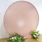 Elevate Your Event with the Custom Fit 7.5ft Metallic Blush Sparkle Sequin Round Wedding Arch Cover