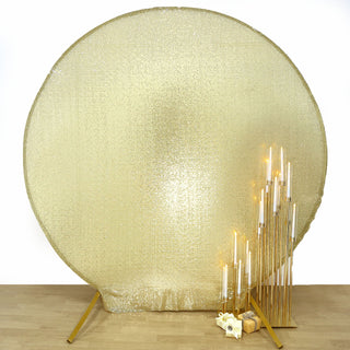 Add a Touch of Glamour to Your Wedding with the 7.5ft Champagne Sparkle Sequin Round Wedding Arch Cover