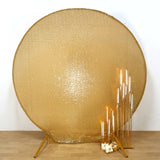 Achieve a Custom Fit with the 2-Sided Metallic Gold Sparkle Sequin Round Wedding Arch Cover