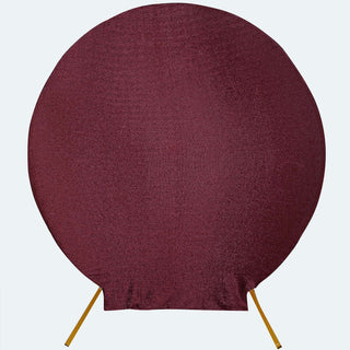 Versatile and Stylish Event Decor with the Burgundy Metallic Shimmer Tinsel Spandex Round Arch Cover