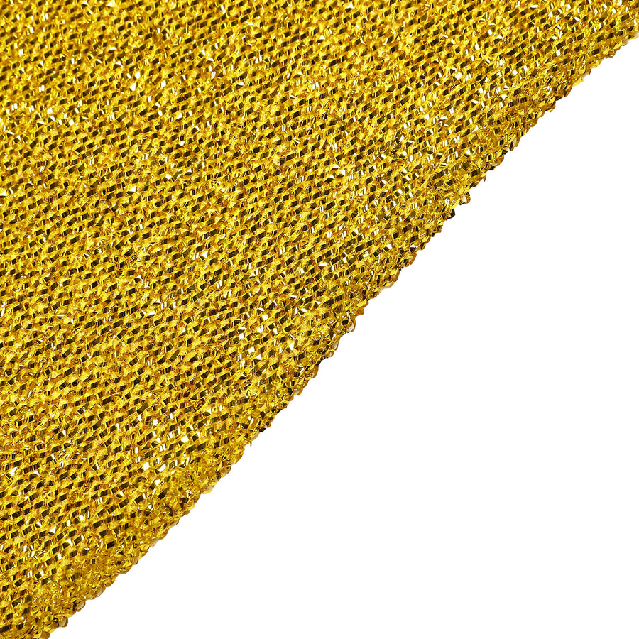 7.5ft Gold Metallic Shimmer Tinsel Spandex Round Backdrop, 2-Sided Wedding Arch Cover