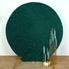 7.5ft Hunter Emerald Green Metallic Shimmer Tinsel Spandex Round Backdrop, 2-Sided Wedding Arch