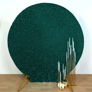 7.5ft Hunter Emerald Green Metallic Shimmer Tinsel Spandex Round Wedding Arch Cover