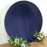 7.5ft Navy Blue Metallic Shimmer Tinsel Spandex Round Backdrop, 2-Sided Wedding Arch Cover