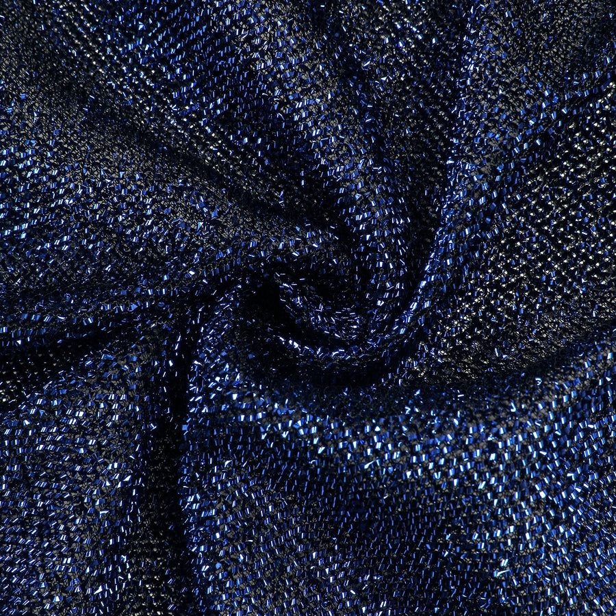 7.5ft Navy Blue Metallic Shimmer Tinsel Spandex Round Backdrop, 2-Sided Wedding Arch Cover#whtbkgd