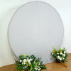 7.5ft Silver Metallic Shimmer Tinsel Spandex Round Backdrop, 2-Sided Wedding Arch Cover