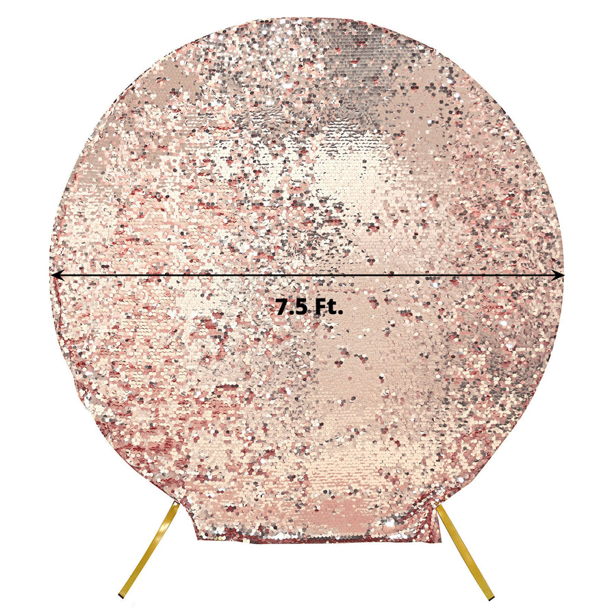 7.5ft Sparkly Blush / Rose Gold Double Sided Big Payette Sequin Round Fitted Wedding Arch Cover