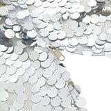 7.5ft Sparkly Silver Double Sided Big Payette Sequin Round Fitted Wedding Arch Cover#whtbkgd