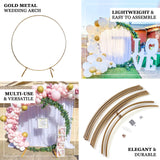 7.5ft Heavy Duty Gold Metal Round Wedding Arch Photo Backdrop Stand