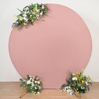 Elevate Your Event Decor with the 7.5ft Matte Dusty Rose Round Spandex Fit Party Backdrop Stand Cover