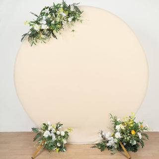 7.5ft Matte Beige Round Spandex Fit Party Backdrop Stand Cover