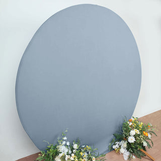 Elevate Your Event Decor with the 7.5ft Matte Dusty Blue Round Spandex Fit Party Backdrop Stand Cover