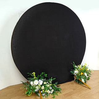 Elegant Black Round Spandex Fit Party Backdrop Stand Cover