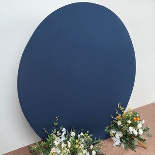 Elevate Your Event with the 7.5ft Matte Navy Blue Round Spandex Fit Party Backdrop Stand Cover