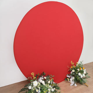 Add a Pop of Elegance with the 7.5ft Matte Red Round Spandex Backdrop