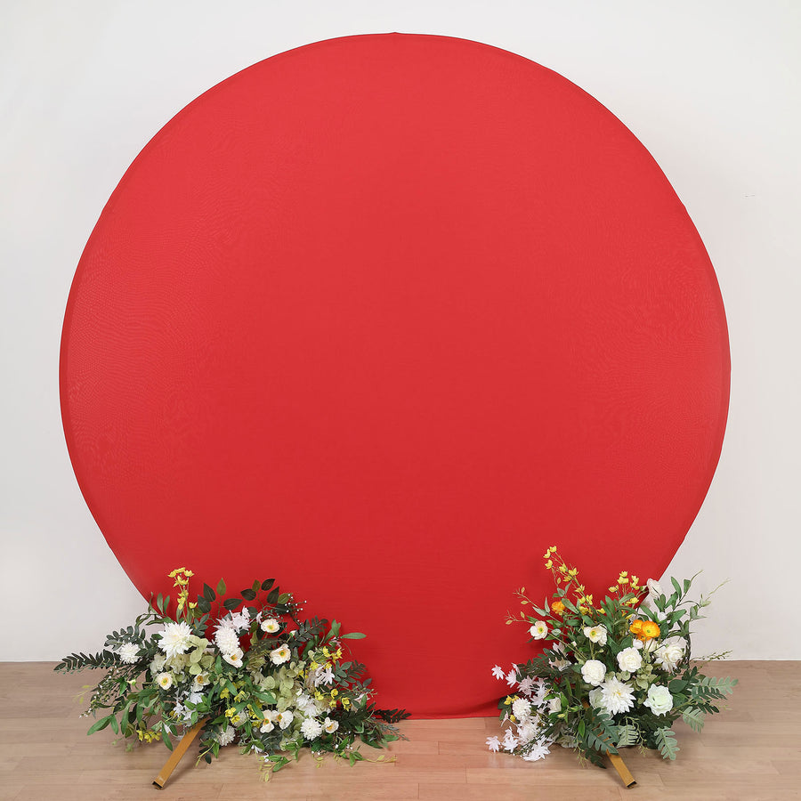 7.5ft Matte Red Round Spandex Fit Wedding Backdrop Stand Cover
