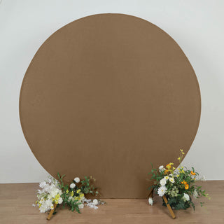Elegant Taupe Round Spandex Fit Party Backdrop Stand Cover