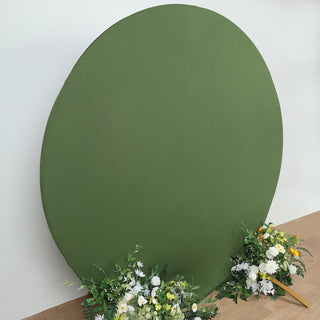 7.5ft Matte Olive Green Round Spandex Fit Party Backdrop Stand Cover