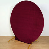 Enhance Your Event Decor with the 7.5ft Burgundy Soft Velvet Fitted Round Event Party Backdrop Cover