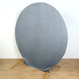 Elevate Your Event with the 7.5ft Dusty Blue Soft Velvet Fitted Round Event Party Backdrop Cover