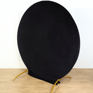 Create a Luxurious Atmosphere with the Black Soft Velvet Fitted Round Event Party Backdrop Cover