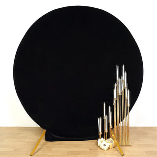 Elevate Your Event with the 7.5ft Black Soft Velvet Fitted Round Event Party Backdrop Cover