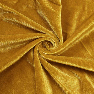 Add a Touch of Glamour with the 7.5ft Metallic Gold Soft Velvet Fitted Round Event Party Backdrop Cover