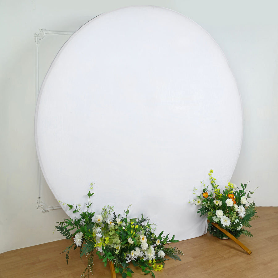 7.5ft White Soft Velvet Fitted Round Wedding Arch Cover