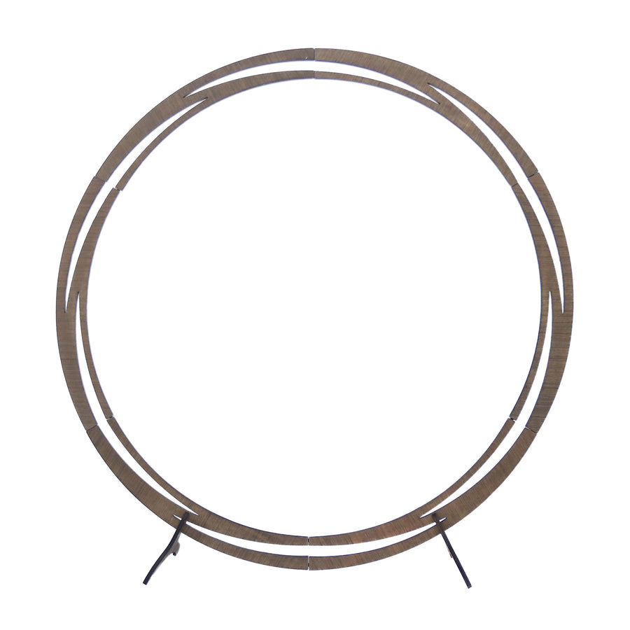 8ft Neutral Brown Wood DIY Round Wedding Arch Backdrop Stand, Rustic Photo Backdrop Stand#whtbkgd