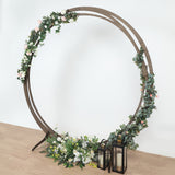 8ft Neutral Brown Wood DIY Round Wedding Arch Backdrop Stand, Rustic Photo Backdrop Stand