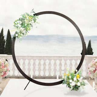 7.4ft Natural Brown Wood Round Event Party Arbor Backdrop Stand
