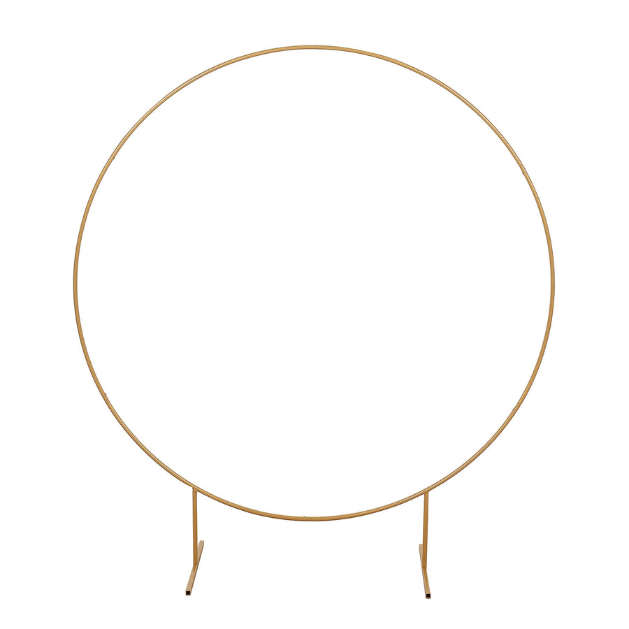 6.5ft Gold Metal Floral Balloon Garland Hoop, Round Backdrop Frame, Circle Wedding Arch Stand#whtbkgd
