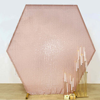 Rose Gold Shiny Sequin Hexagon Backdrop Stand Cover