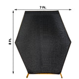 8ftx7ft Black Metallic Shimmer Tinsel Spandex Hexagon Backdrop, 2-Sided Wedding Arch Cover