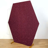 8ftx7ft Burgundy Metallic Shimmer Tinsel Spandex Hexagon Backdrop, 2-Sided Wedding Arch Cover