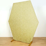 8ftx7ft Champagne Metallic Shimmer Tinsel Spandex Hexagon Backdrop, 2-Sided Wedding Arch Cover