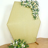 8ftx7ft Champagne Metallic Shimmer Tinsel Spandex Hexagon Backdrop, 2-Sided Wedding Arch Cover