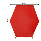 8ftx7ft Red Metallic Shimmer Tinsel Spandex Hexagon Backdrop, 2-Sided Wedding Arch Cover