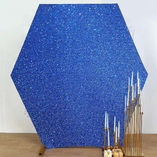 Glamorous Royal Blue Metallic Shimmer Tinsel Spandex Hexagon Wedding Arbor Cover